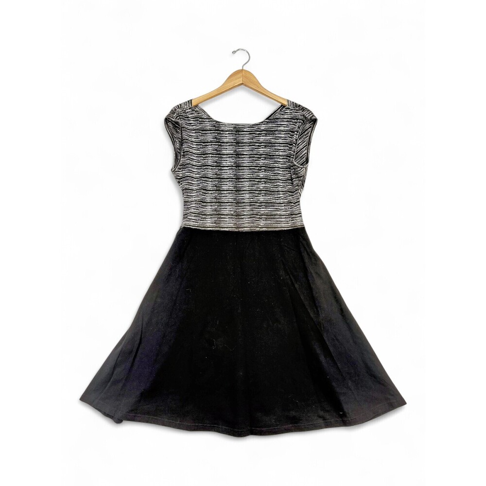 Maggie's Organics Striped Bodice Black Midi Dress‎ Sz L